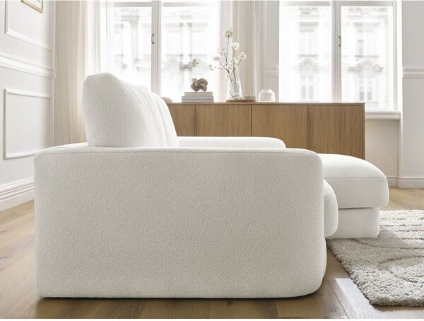Biały narożnik z materiału bouclé (prawostronny/z szezlongiem) Leonore – Bobochic Paris