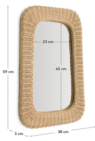 Lustro ścienne z rattanową ramą 38x59 cm Zilna – Kave Home