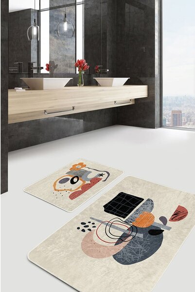 Beżowe aksamitne dywaniki łazienkowe zestaw 2 szt. 60x100 cm – Mila Home