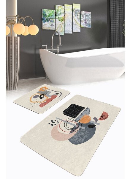 Beżowe aksamitne dywaniki łazienkowe zestaw 2 szt. 60x100 cm – Mila Home