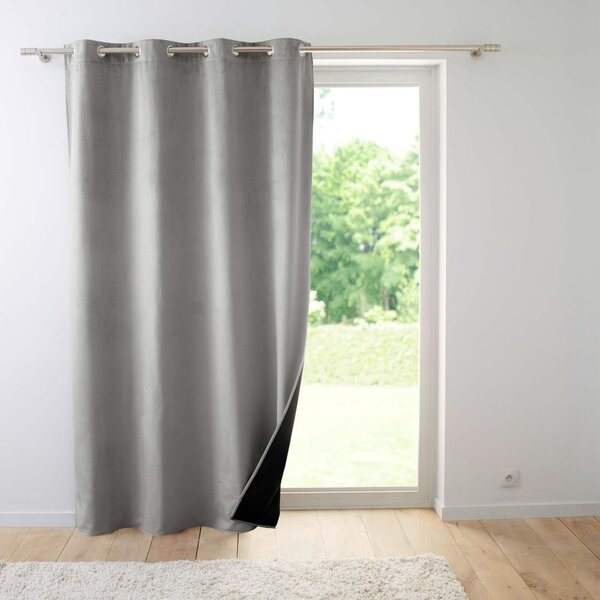 Szara aksamitna zasłona termiczna 140x260 cm Polarchic – douceur d'intérieur