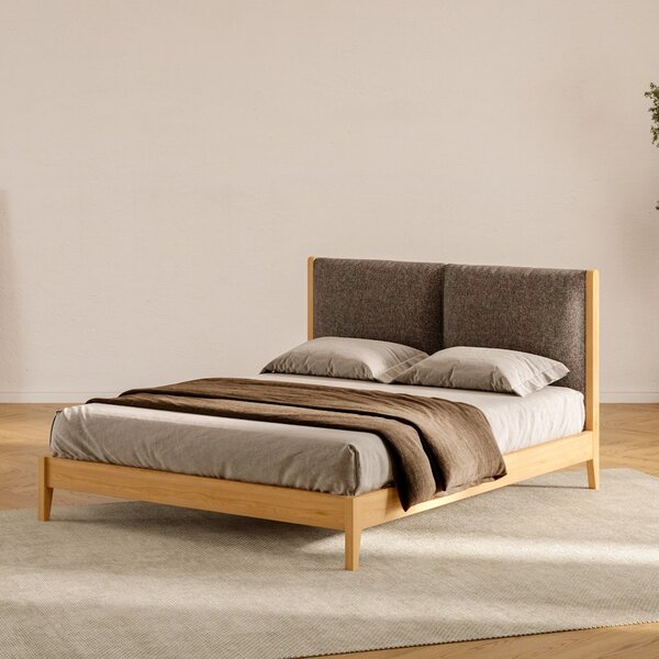 Łóżko tapicerowane Vena 160×200 cm, dąb, lakier mat, Storm 97 – Outlet Dąb 160x200 cm Lakier matowy STORM 97 Danzz