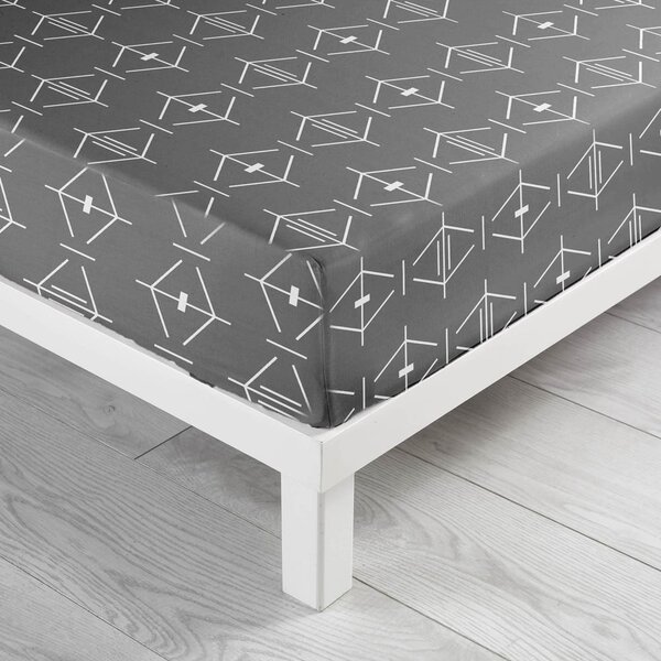 Ciemnoszare bawełniane prześcieradło z gumką 90x190 cm Aristide – douceur d'intérieur
