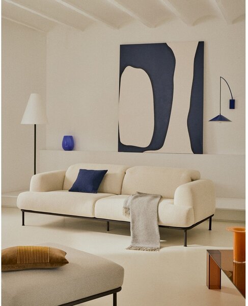 Beżowa częściowo rozkładana sofa z tkaniny szenilowej 214 cm Aurum – Kave Home