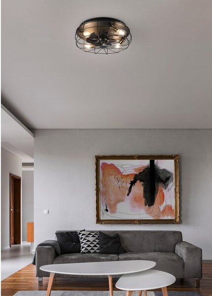 Lampa sufitowa ze zdalnym sterowaniem/z wentylatorem w kolorze matowej czerni Trondheim – Reality