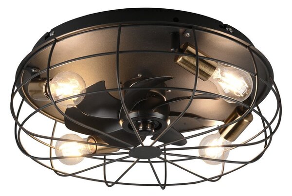 Lampa sufitowa ze zdalnym sterowaniem/z wentylatorem w kolorze matowej czerni Trondheim – Reality
