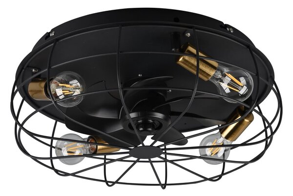 Lampa sufitowa ze zdalnym sterowaniem/z wentylatorem w kolorze matowej czerni Trondheim – Reality