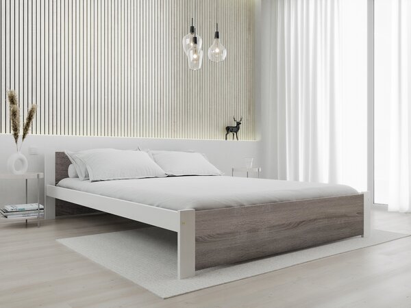 Łóżko IKAROS 120 x 200 cm, Biały/dąb truflowy Stelaż: Ze stelażem listwowym rolowanym, Materac: Bez materaca