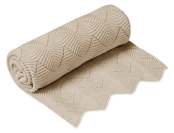 Beżowy dzianinowy koc dziecięcy z bawełny organicznej 80x100 cm Almond – Cam Cam Copenhagen
