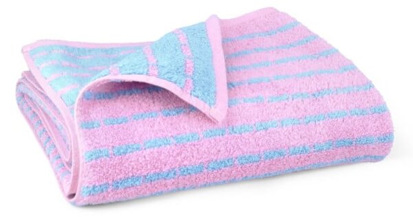 Niebieski/różowy ręcznik z mieszanki bambusa frotte 50x100 cm Nuance – JUNA