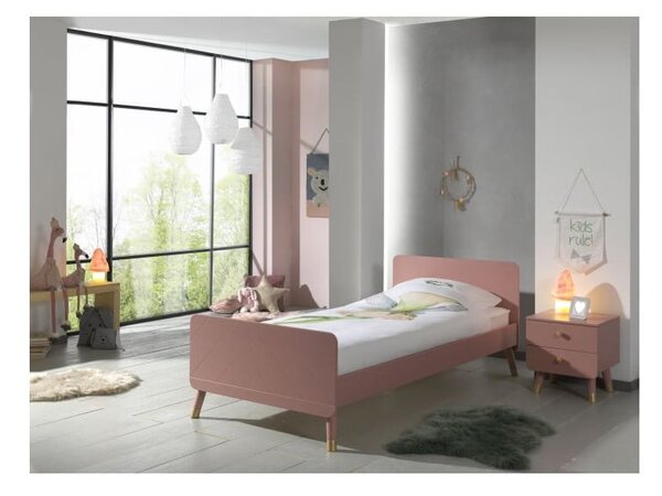 Różowe łóżko dziecięce z drewna sosnowego Vipack Billy, 90x200 cm
