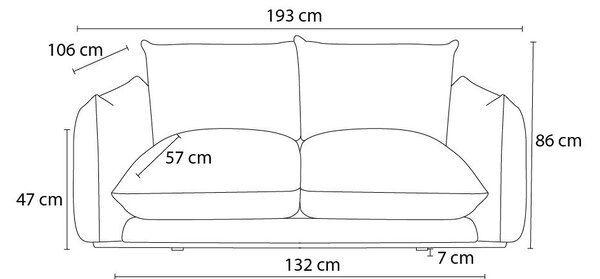Niebieska sofa 193 cm Ernest – Bobochic Paris