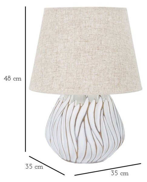 Beżowa lampa stołowa z tekstylnym kloszem (wysokość 48 cm) Honduras – Mauro Ferretti