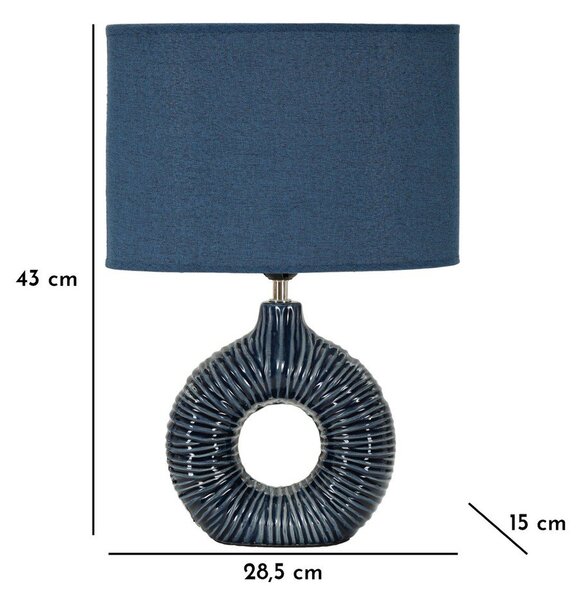 Niebieska lampa stołowa ceramiczna z tekstylnym kloszem (wysokość 43 cm) Seta – Mauro Ferretti