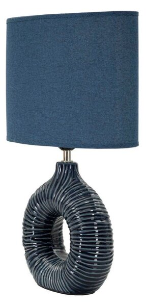 Niebieska lampa stołowa ceramiczna z tekstylnym kloszem (wysokość 43 cm) Seta – Mauro Ferretti