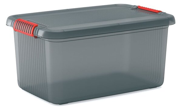 Szary plastikowy pojemnik z pokrywką 59x39x28 cm K Latch Box – KIS
