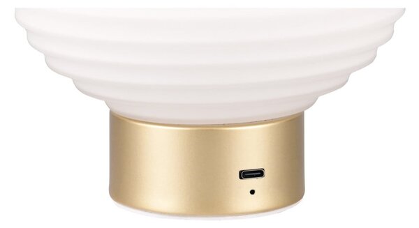 Lampa stołowa LED w biało-złotym kolorze ze ściemniaczem i szklanym kloszem (wys. 14,5 cm) Earl – Reality