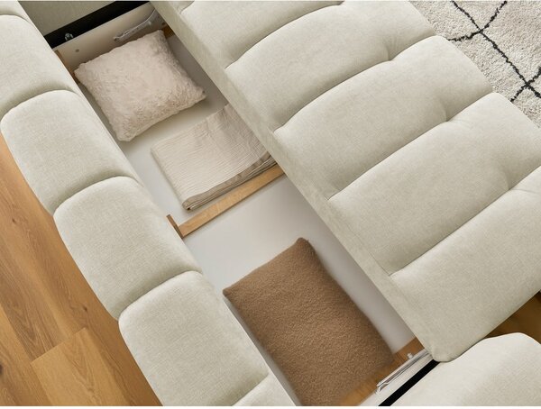 Beżowa rozkładana/ze schowkiem sofa 251 cm Fuji – Bobochic Paris