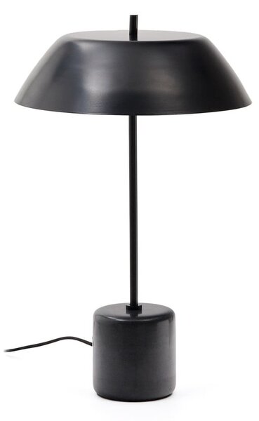 Czarna marmurowa lampa stołowa z metalowym kloszem (wysokość 58 cm) Sayra – Kave Home