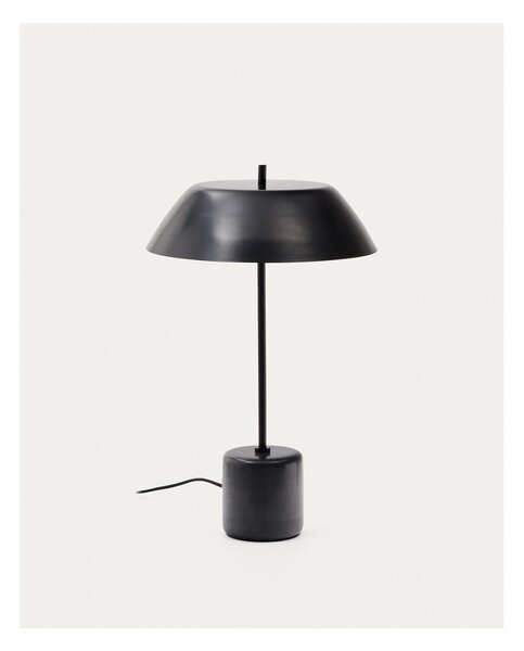 Czarna marmurowa lampa stołowa z metalowym kloszem (wysokość 58 cm) Sayra – Kave Home