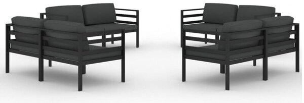 Zestaw Mebli Ogrodowych Komplet Wypoczynkowy Z Poduszkami 8-Częściowy Antracytowy Aluminium Na Taras Balkon Ogród
