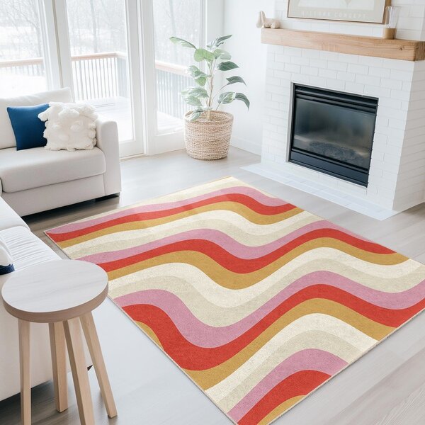 Żółto-różowy dywan odpowiedni do prania 160x230 cm Creamy Raspberry Swirl – Mila Home