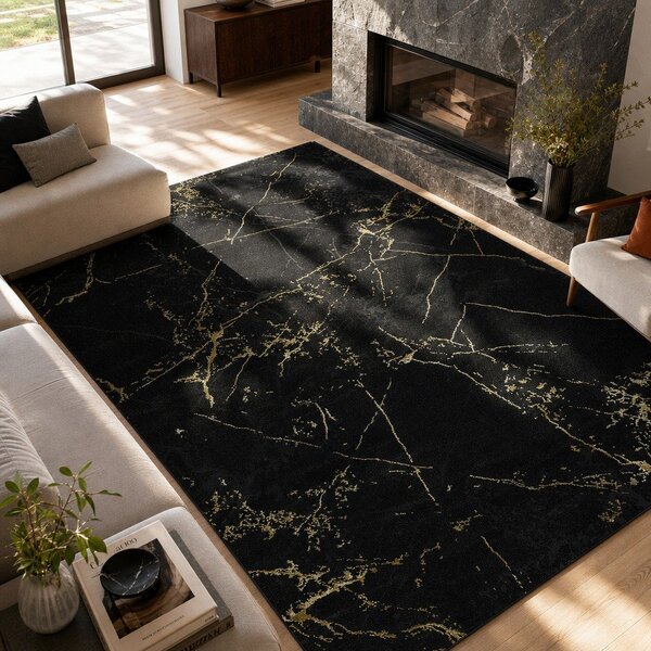 Czarny dywan Universal Gold Marble, 60x120 cm