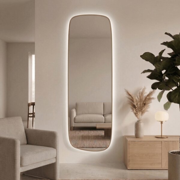 Lustro nieregularne Calm L 155x50cm Z Ramą / LED Złoty Zimna