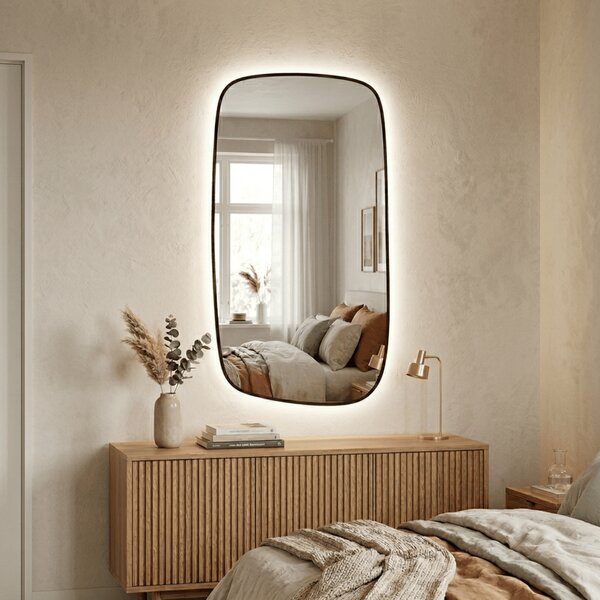 Lustro nieregularne Calm S 90x60cm Z Ramą / LED Złoty Zimna