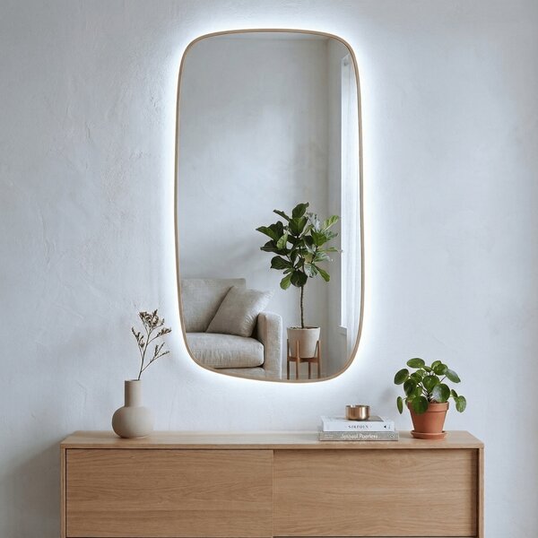 Lustro nieregularne Calm S 90x60cm Z Ramą / LED Złoty Zimna