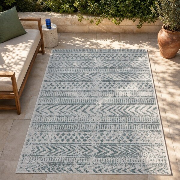 Zielono-kremowy chodnik odpowiedni na zewnątrz NORTHRUGS Biri, 80x250 cm
