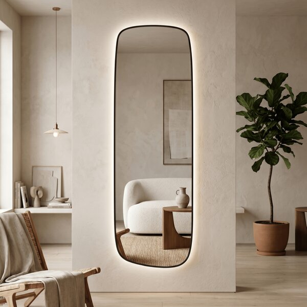 Lustro nieregularne Calm L 155x50cm Z Ramą / LED Złoty Zimna