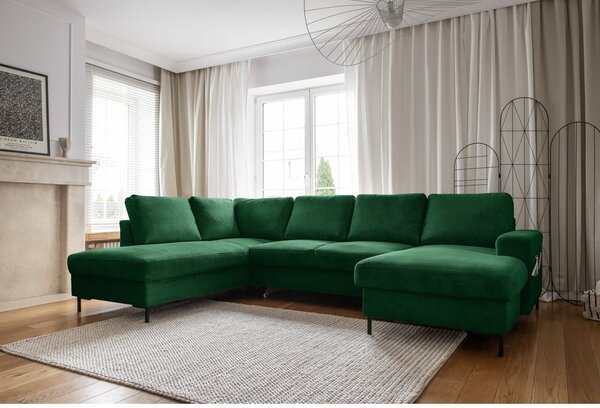 Ciemnozielony sztruksowy rozkładany narożnik (lewostronny) Lofty Lilly – Miuform