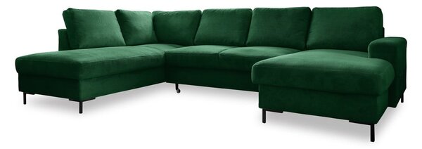 Ciemnozielony sztruksowy rozkładany narożnik (lewostronny) Lofty Lilly – Miuform