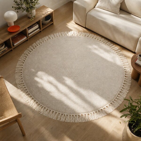 Beżowy wełniany dywan Bloomingville Nature, ⌀ 110 cm