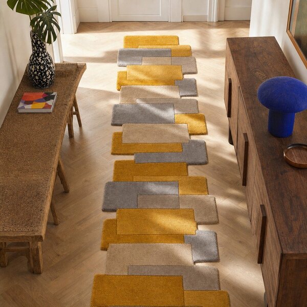 Żółto-beżowy wełniany chodnik Flair Rugs Collage, 60x230 cm