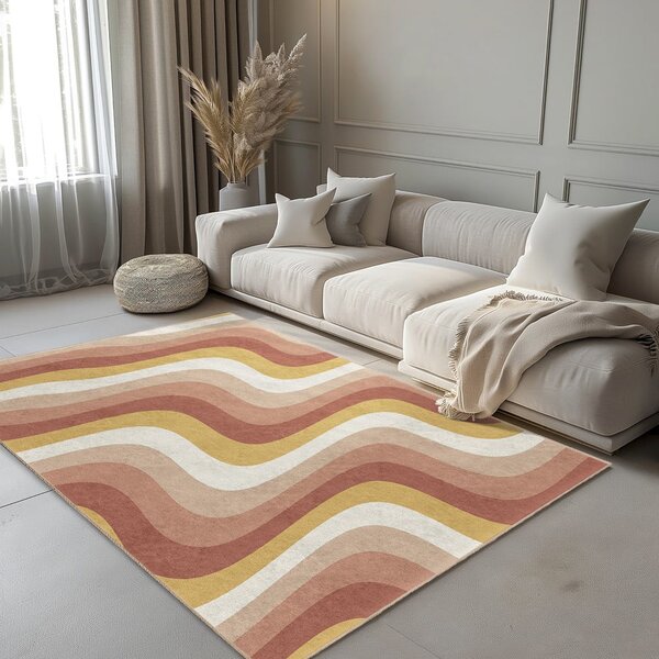 Żółto-szaroróżowy chodnik odpowiedni do prania 60x230 cm Creamy Strawberry Swirl – Mila Home