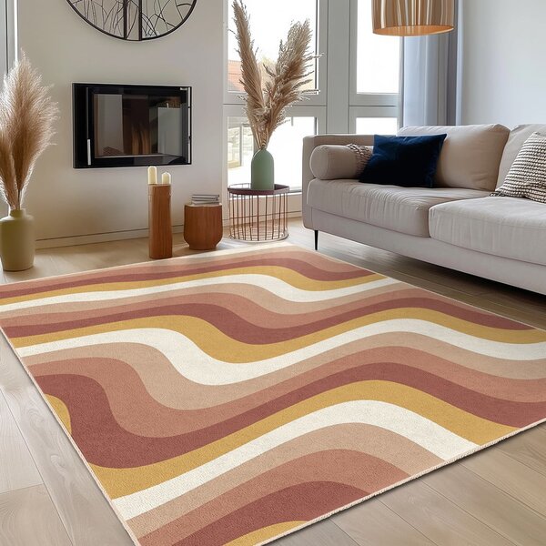Żółto-szaroróżowy chodnik odpowiedni do prania 60x230 cm Creamy Strawberry Swirl – Mila Home
