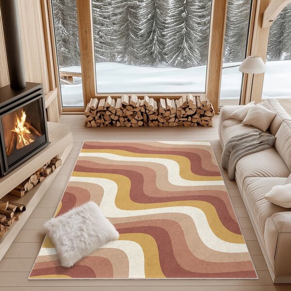 Żółto-szaroróżowy chodnik odpowiedni do prania 60x230 cm Creamy Strawberry Swirl – Mila Home