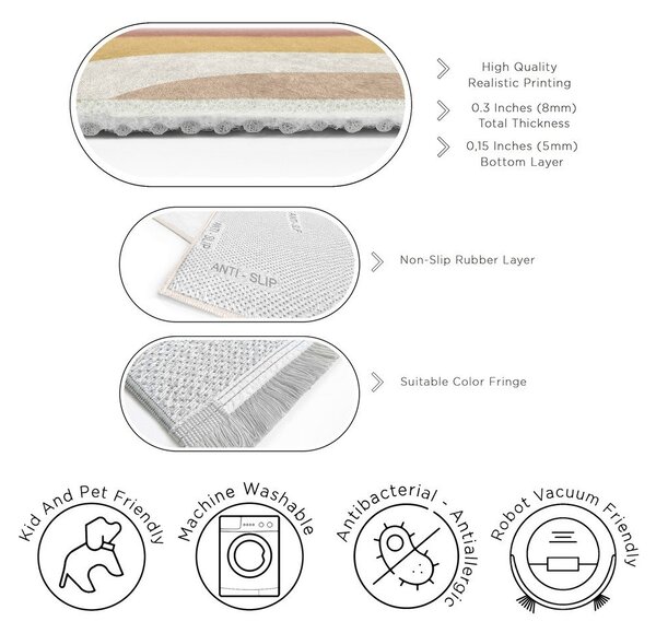 Żółto-szaroróżowy chodnik odpowiedni do prania 60x230 cm Creamy Strawberry Swirl – Mila Home