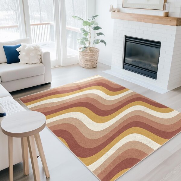 Żółto-szaroróżowy chodnik odpowiedni do prania 60x230 cm Creamy Strawberry Swirl – Mila Home