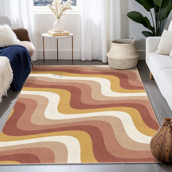 Żółto-szaroróżowy chodnik odpowiedni do prania 60x230 cm Creamy Strawberry Swirl – Mila Home