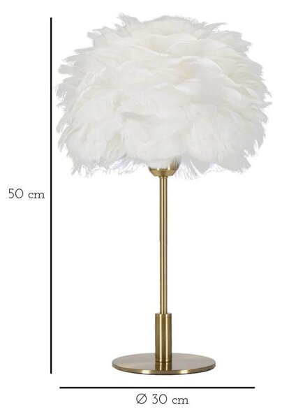 Lampa stołowa w biało-złotym kolorze (wysokość 50 cm) Ball Feather – Mauro Ferretti