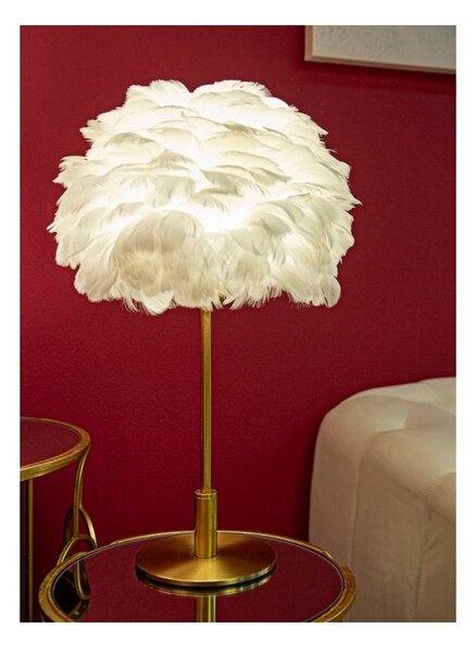 Lampa stołowa w biało-złotym kolorze (wysokość 50 cm) Ball Feather – Mauro Ferretti