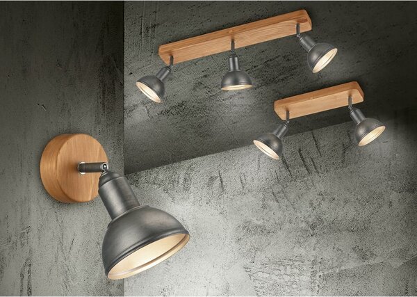 Ciemnoszaro-naturalna lampa punktowa 11x58 cm Delhi – Trio