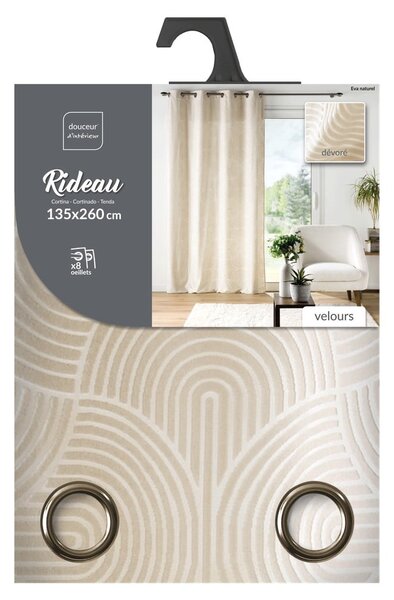 Beżowa aksamitna zasłona 135x260 cm Eva – douceur d'intérieur