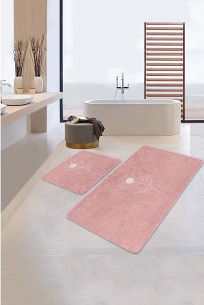 Różowe aksamitne dywaniki łazienkowe zestaw 2 szt. 60x100 cm – Mila Home