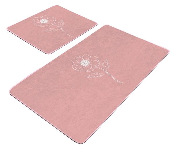 Różowe aksamitne dywaniki łazienkowe zestaw 2 szt. 60x100 cm – Mila Home