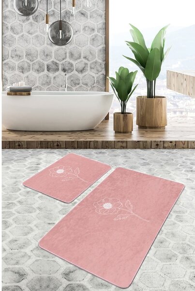 Różowe aksamitne dywaniki łazienkowe zestaw 2 szt. 60x100 cm – Mila Home