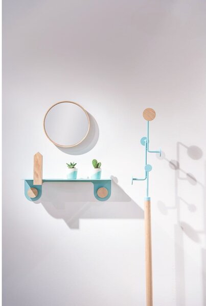 Czarna półka ze stali z detalem z drewna dębowego z 2 haczykami Gazzda Hook, dł. 50 cm